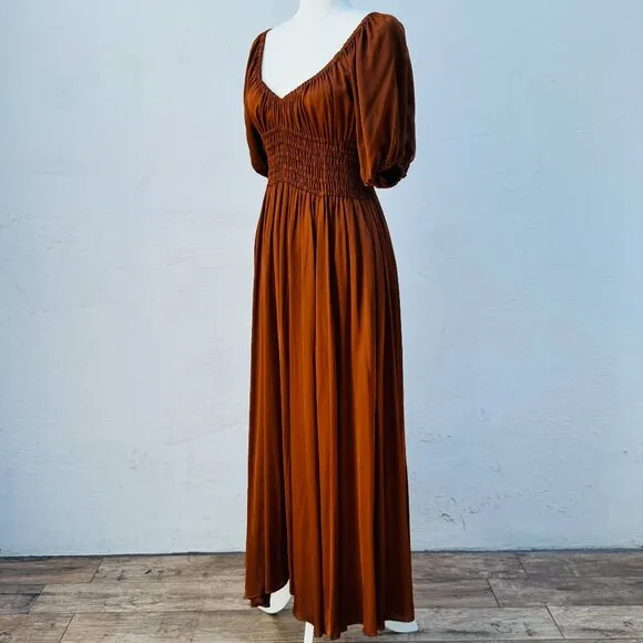 La Ligne Smocked Midi Dress Size Medium