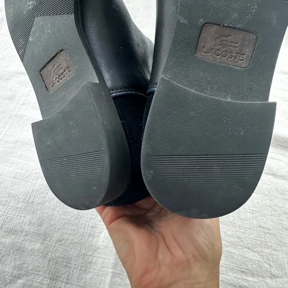 Lacoste Rosemont Leather Chelsea Ankle Boots with Buckle Detail - Women's Size 9