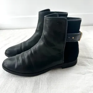 Lacoste Rosemont Leather Chelsea Ankle Boots with Buckle Detail - Women's Size 9