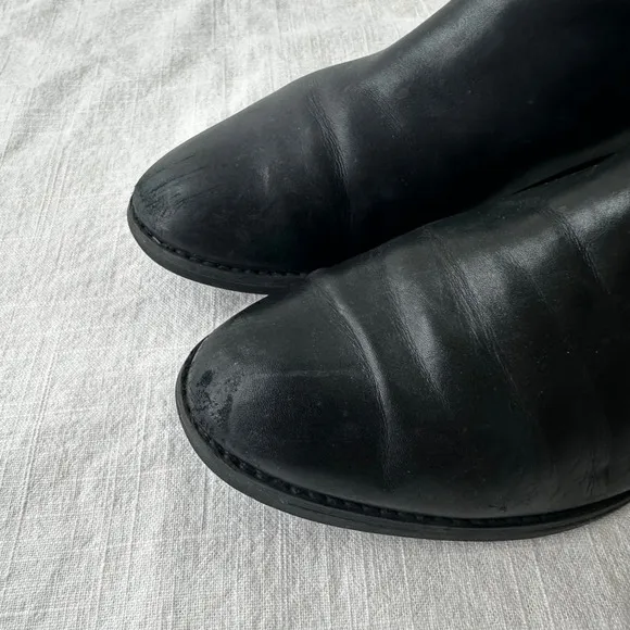 Lacoste Rosemont Leather Chelsea Ankle Boots with Buckle Detail - Women's Size 9
