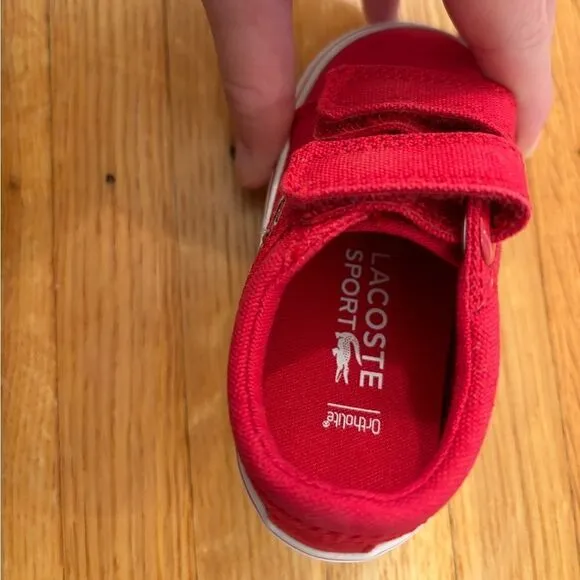 Lacoste Sport Red Canvas Velcro Shoes Sneakers NWOT