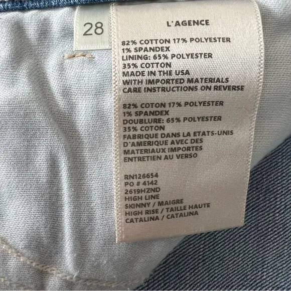 L’agence High Line Jeans in color Catalina - size 28