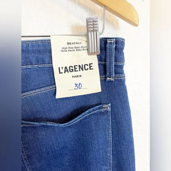 L'Agence jeans Beatrix High Rise Baby Boot with Slit Blue Jeans - 30. NWT