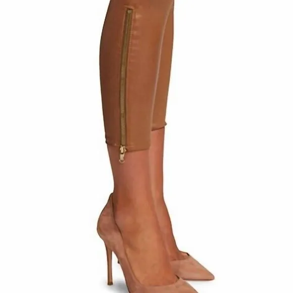 L’Agence Sabine High-Rise Ankle Coated Skinny Jeans In Conac Brown Size 28