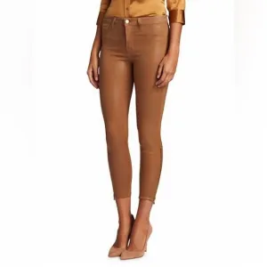 L’Agence Sabine High-Rise Ankle Coated Skinny Jeans In Conac Brown Size 28