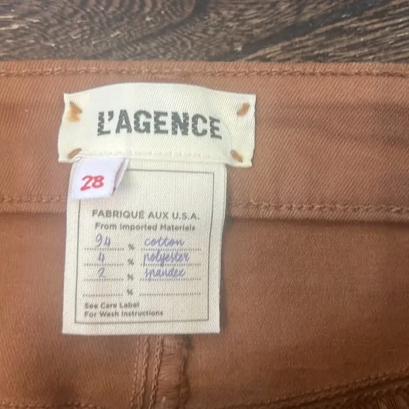 L’Agence Sabine High-Rise Ankle Coated Skinny Jeans In Conac Brown Size 28
