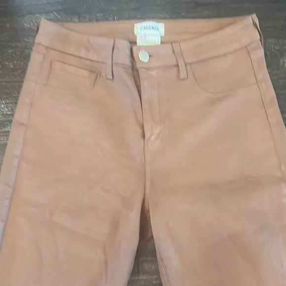 L’Agence Sabine High-Rise Ankle Coated Skinny Jeans In Conac Brown Size 28