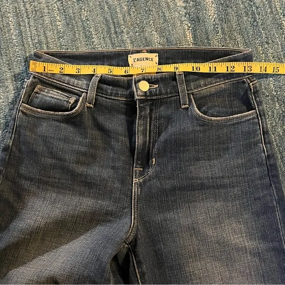 L'AGENCE Womens Skinny Raw Hem Mid rise Blue Denim Jeans Size 26
