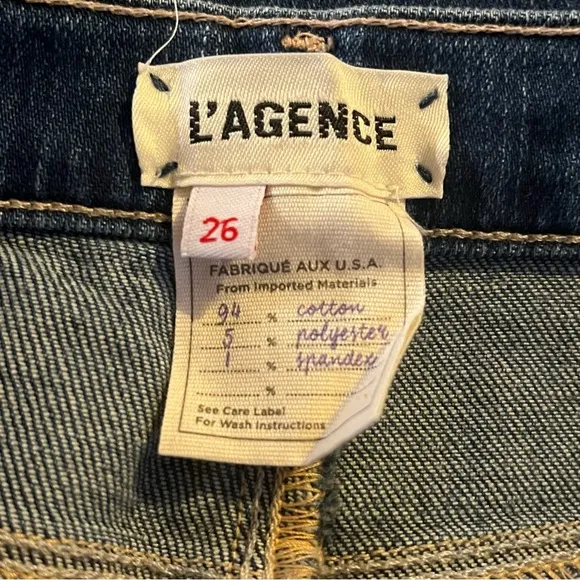L'AGENCE Womens Skinny Raw Hem Mid rise Blue Denim Jeans Size 26