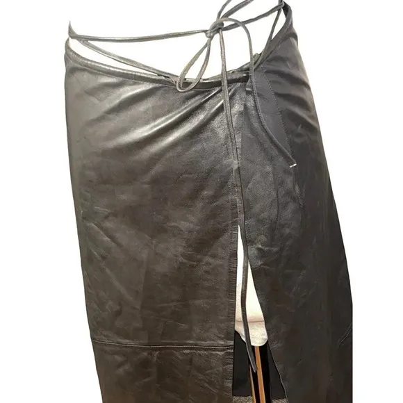 LAMARQUE Marissa Leather Skirt in Black XSmall New Womens Wrap