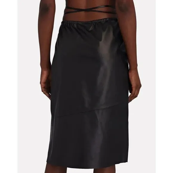 LAMARQUE Marissa Leather Skirt in Black XSmall New Womens Wrap