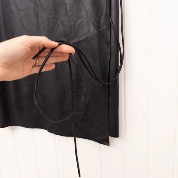 Lamarque Marissa Leather Tie Skirt Black Size XS