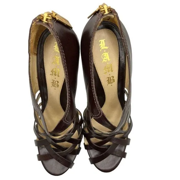 L.A.M.B by Gwen Stefani Tammy Heel Sandals Women’s Size 8M Dark Brown