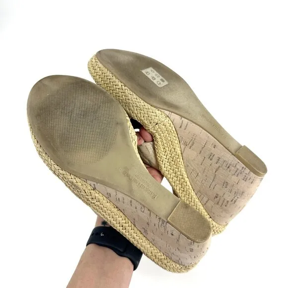 L'Amour Des Pieds Iksha Cork Wedge Sandals Tan Cream Size 10