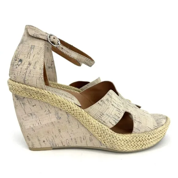 L'Amour Des Pieds Iksha Cork Wedge Sandals Tan Cream Size 10