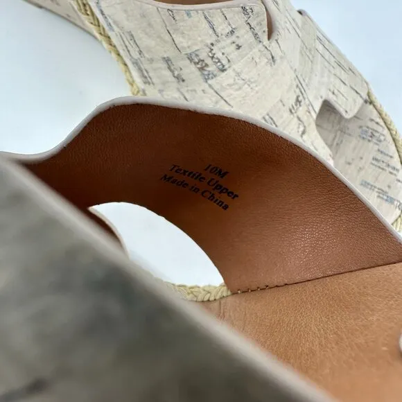 L'Amour Des Pieds Iksha Cork Wedge Sandals Tan Cream Size 10