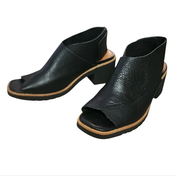L'Amour Des Pieds Qiana Leather Block Heel Sling Sandal Black 6 Luxury Comfort