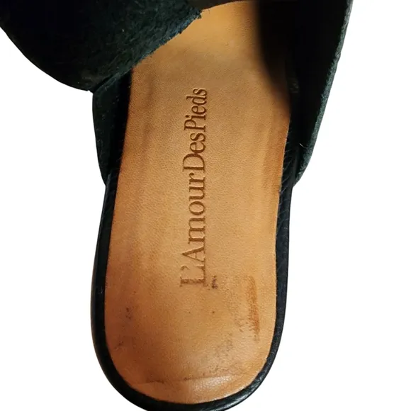 L'Amour Des Pieds Qiana Leather Block Heel Sling Sandal Black 6 Luxury Comfort