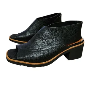 L'Amour Des Pieds Qiana Leather Block Heel Sling Sandal Black 6 Luxury Comfort