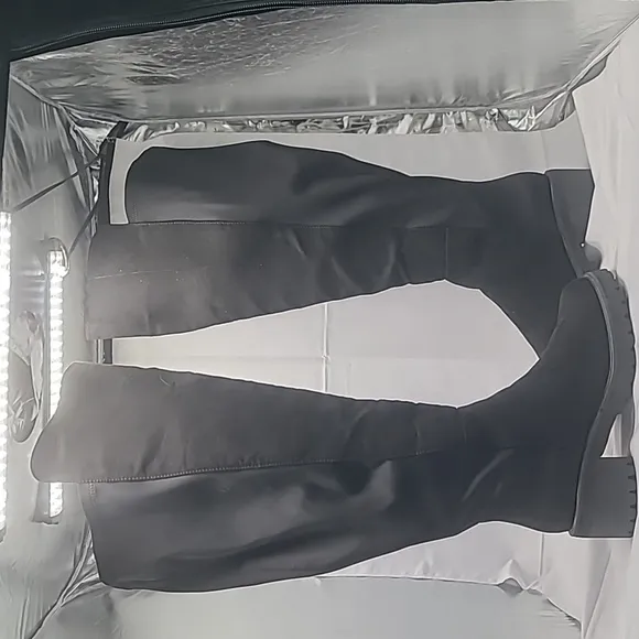 Lane Bryant Black Stretch Back Boots - Size 8EW