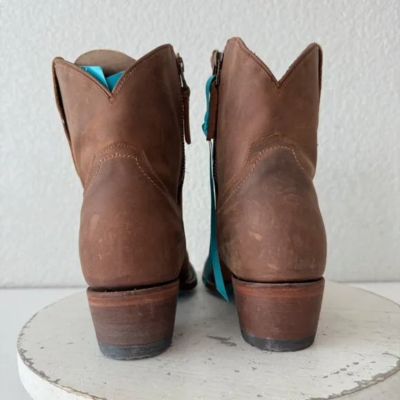Lane PLAIN JANE Womens Cowboy Bootie 7.5 Short Western Brown Cowgirl Ankle Boots