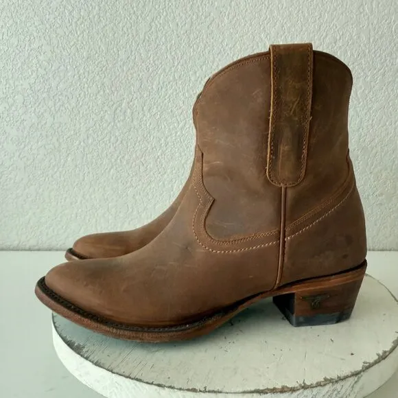 Lane PLAIN JANE Womens Cowboy Bootie 7.5 Short Western Brown Cowgirl Ankle Boots