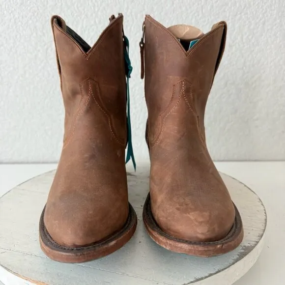 Lane PLAIN JANE Womens Cowboy Bootie 7.5 Short Western Brown Cowgirl Ankle Boots