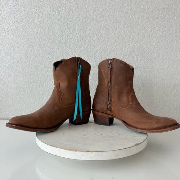 Lane PLAIN JANE Womens Cowboy Bootie 7.5 Short Western Brown Cowgirl Ankle Boots