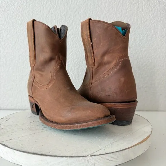 Lane PLAIN JANE Womens Cowboy Bootie 7.5 Short Western Brown Cowgirl Ankle Boots