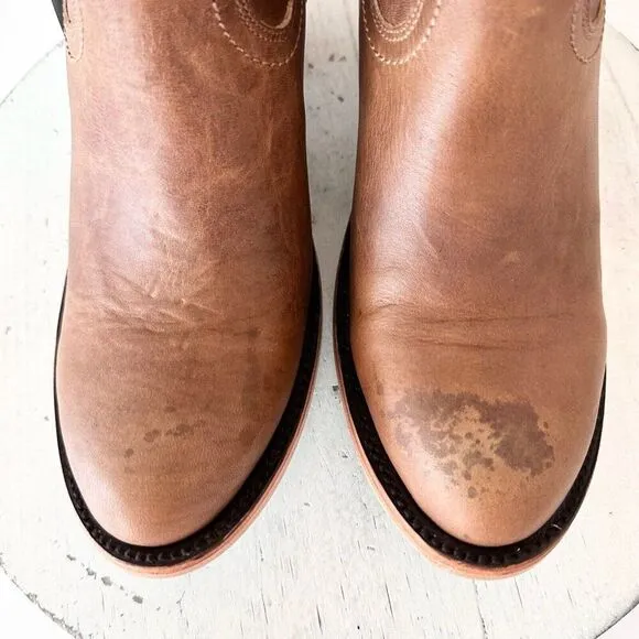 Lane PLAIN JANE PJ Womens Short Cowboy Boots 6.5 Brown Leather Western Cowgirl