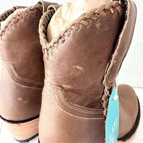 Lane PLAIN JANE PJ Womens Short Cowboy Boots 6.5 Brown Leather Western Cowgirl