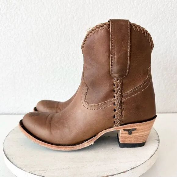 Lane PLAIN JANE PJ Womens Short Cowboy Boots 6.5 Brown Leather Western Cowgirl