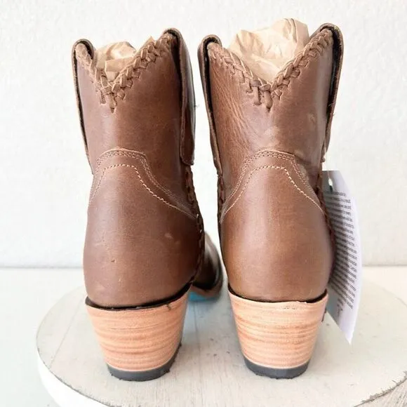 Lane PLAIN JANE PJ Womens Short Cowboy Boots 6.5 Brown Leather Western Cowgirl