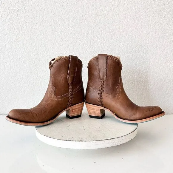 Lane PLAIN JANE PJ Womens Short Cowboy Boots 6.5 Brown Leather Western Cowgirl