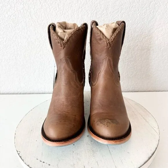 Lane PLAIN JANE PJ Womens Short Cowboy Boots 6.5 Brown Leather Western Cowgirl
