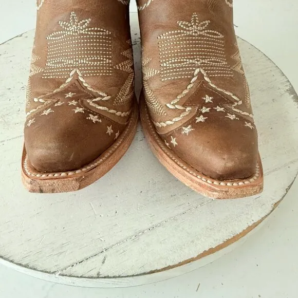 Lane RODEO HOUSTON Womens Cowboy Boots 5 Brown Leather Western Cowgirl Mid Calf