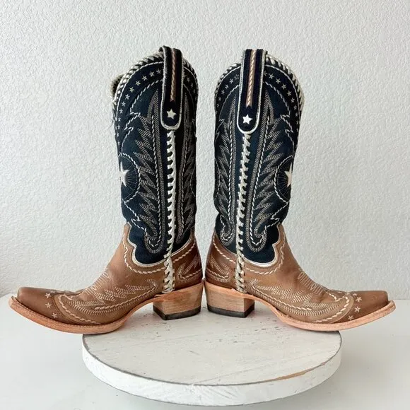 Lane RODEO HOUSTON Womens Cowboy Boots 5 Brown Leather Western Cowgirl Mid Calf
