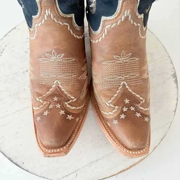 Lane RODEO HOUSTON Womens Cowboy Boots 5 Brown Leather Western Cowgirl Mid Calf
