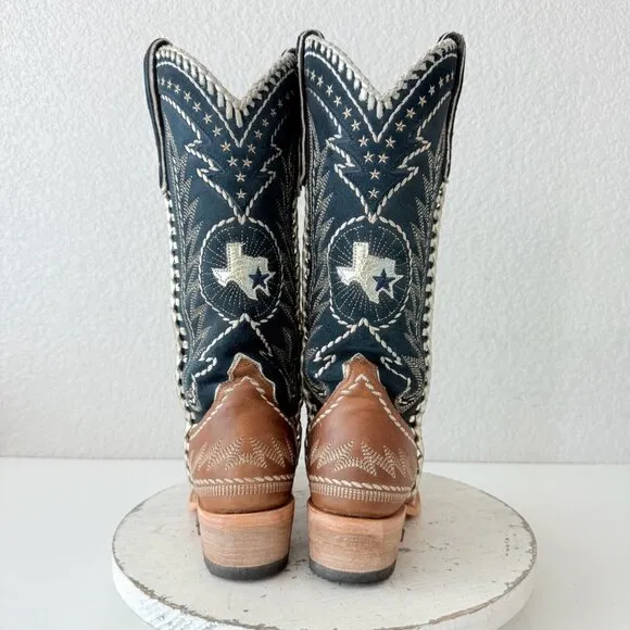 Lane RODEO HOUSTON Womens Cowboy Boots 5 Brown Leather Western Cowgirl Mid Calf