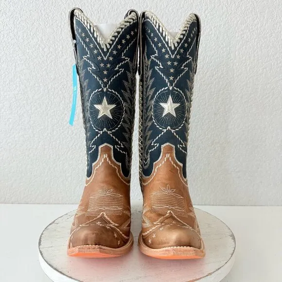 Lane RODEO HOUSTON Womens Cowboy Boots 8 Brown Western Cowgirl Mid Calf Tall