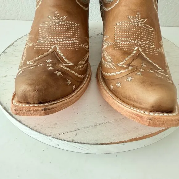 Lane RODEO HOUSTON Womens Cowboy Boots 8 Brown Western Cowgirl Mid Calf Tall