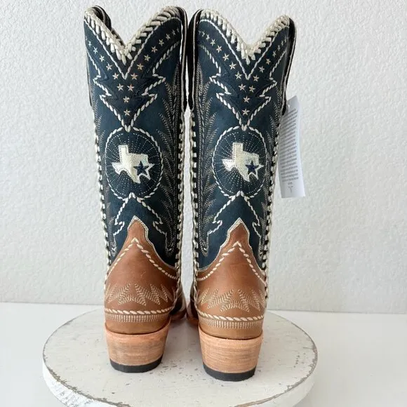 Lane RODEO HOUSTON Womens Cowboy Boots 8 Brown Western Cowgirl Mid Calf Tall