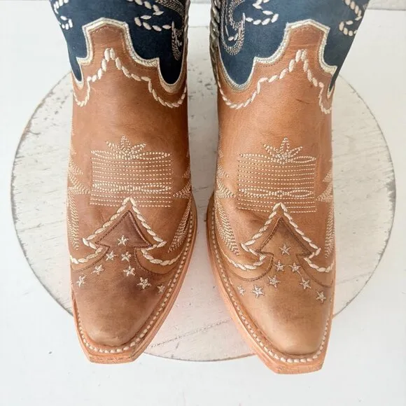Lane RODEO HOUSTON Womens Cowboy Boots 8 Brown Western Cowgirl Mid Calf Tall