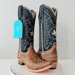 Lane RODEO HOUSTON Womens Cowboy Boots 8 Brown Western Cowgirl Mid Calf Tall