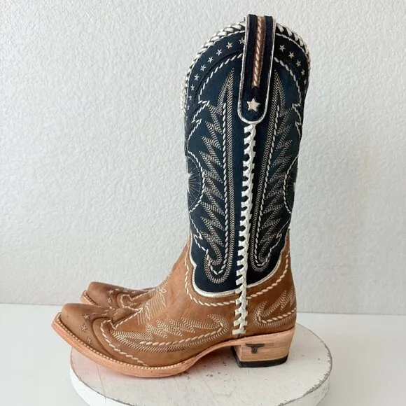 Lane RODEO HOUSTON Womens Cowboy Boots 8 Brown Western Cowgirl Mid Calf Tall