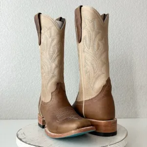 Lane Saratoga Womens Square Toe Cowboy Boots 8 Brown Western Cowgirl Mid Calf