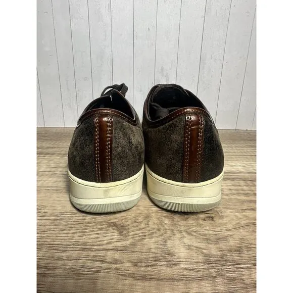 Lanvin DBB1VMV Canvas Sneakers Men’s UK 9 US9/ 10 Brown Distressed Patent