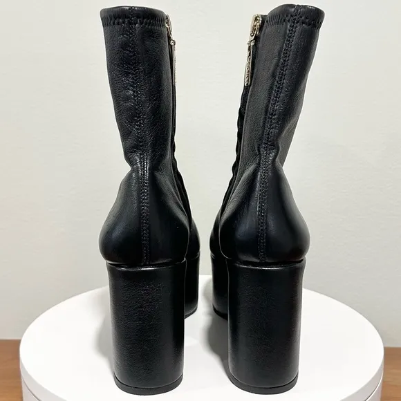 🌹LARROUDE🌹 Miso Platform Boot In Black Stretch Leather Size: 5