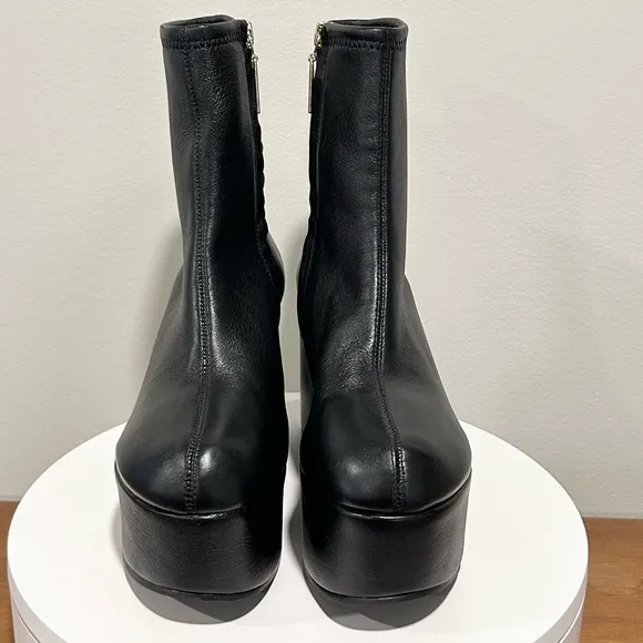 🌹LARROUDE🌹 Miso Platform Boot In Black Stretch Leather Size: 5