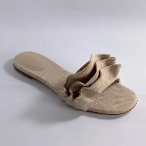 Larroude Ruffle Raffia Slide Sandal Women